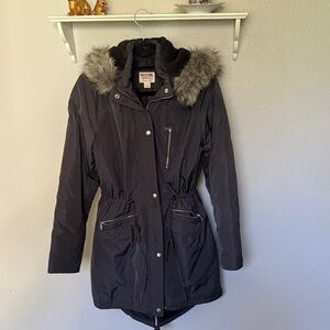 Mossimo Supply Co. Women's Dark Gray Ski Jacket with Faux Fur